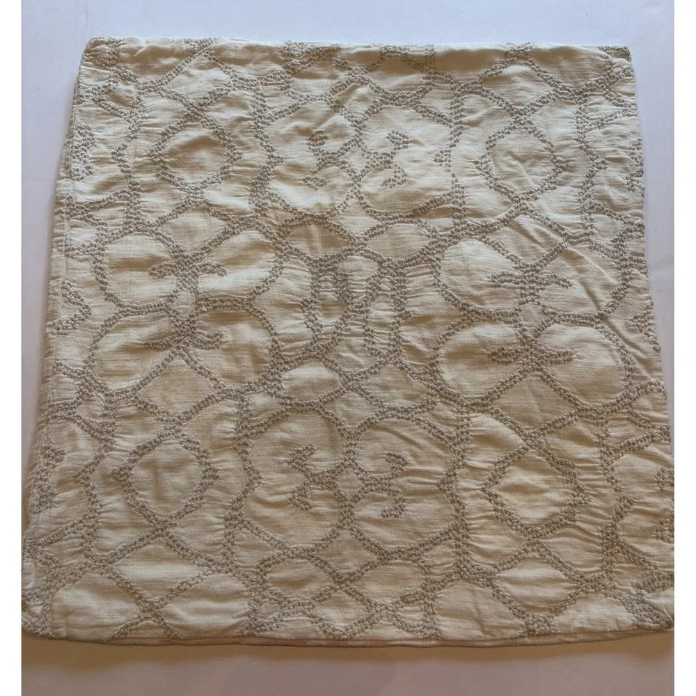 RH Restoration Hardware Textural Seed Stitch Cotton Pillow Cover Sham Euro Ivory